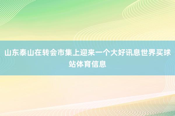 山东泰山在转会市集上迎来一个大好讯息世界买球站体育信息