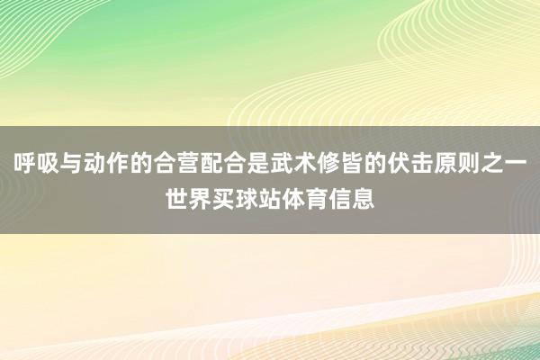 呼吸与动作的合营配合是武术修皆的伏击原则之一世界买球站体育信息