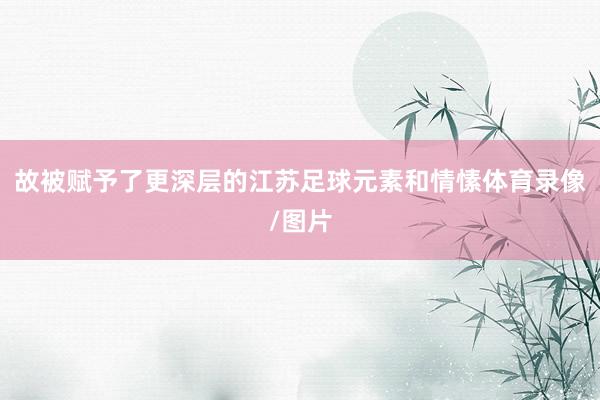 故被赋予了更深层的江苏足球元素和情愫体育录像/图片
