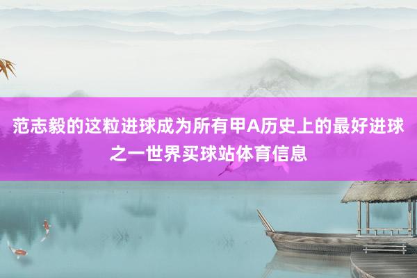 范志毅的这粒进球成为所有甲A历史上的最好进球之一世界买球站体育信息
