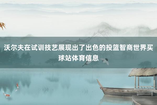 沃尔夫在试训技艺展现出了出色的投篮智商世界买球站体育信息