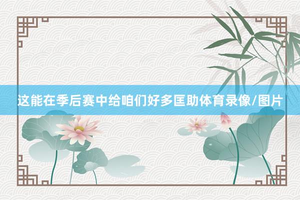 这能在季后赛中给咱们好多匡助体育录像/图片