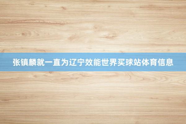 张镇麟就一直为辽宁效能世界买球站体育信息