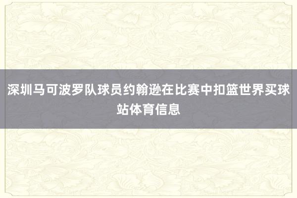 深圳马可波罗队球员约翰逊在比赛中扣篮世界买球站体育信息