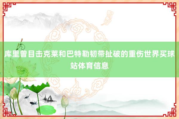 库里曾目击克莱和巴特勒韧带扯破的重伤世界买球站体育信息