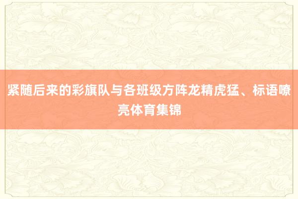 紧随后来的彩旗队与各班级方阵龙精虎猛、标语嘹亮体育集锦