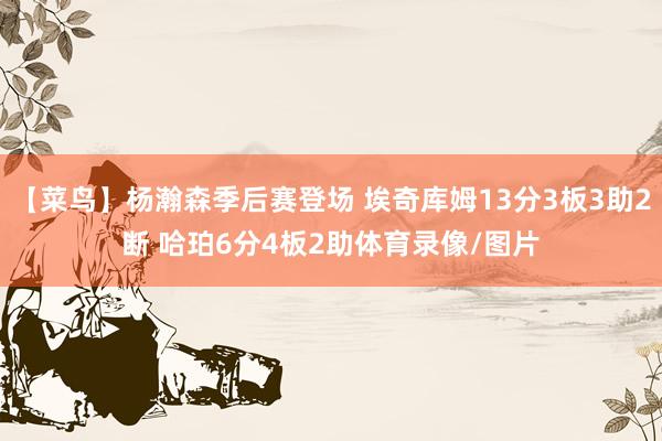 【菜鸟】杨瀚森季后赛登场 埃奇库姆13分3板3助2断 哈珀6分4板2助体育录像/图片
