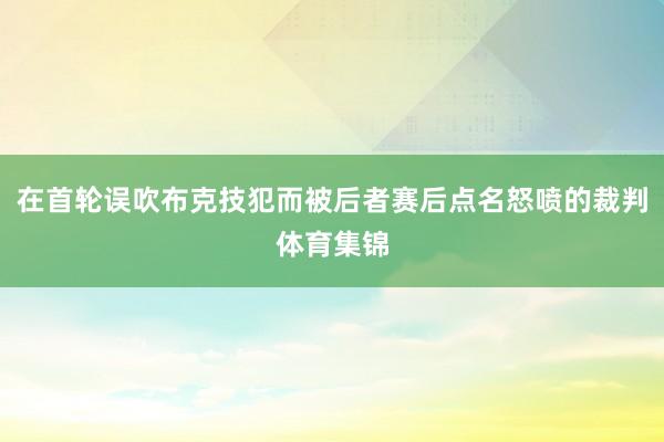 在首轮误吹布克技犯而被后者赛后点名怒喷的裁判体育集锦
