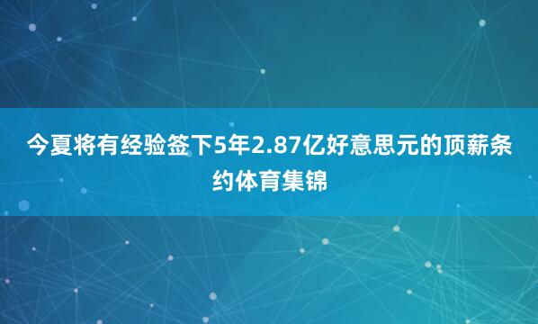 今夏将有经验签下5年2.87亿好意思元的顶薪条约体育集锦