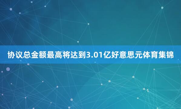 协议总金额最高将达到3.01亿好意思元体育集锦